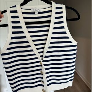 J. Crew Navy and White Striped Women's Sweater Vest